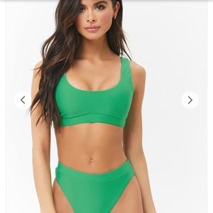 Forever 21 Green scoop neck high waist bikini